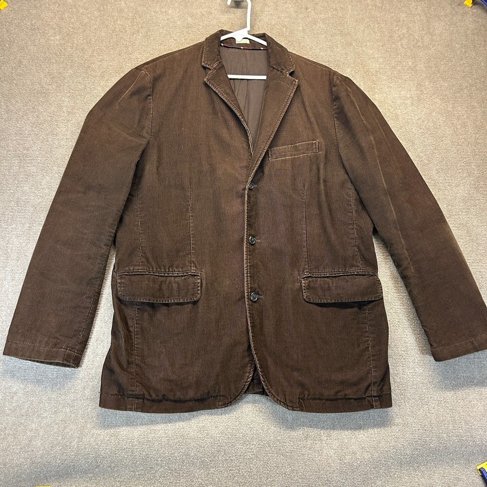 J Crew Vintage Cord Blazer Men's Large Brown Corduroy 3 Button Sport Coat Jacket